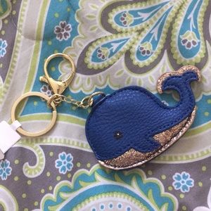 Blue and Gold Whale Keychain